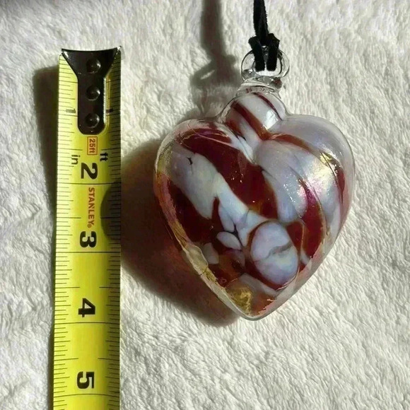 Artisan Blown  Glass Heart Pendant Choker medallion cord necklace - Picture 5 of 7